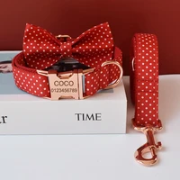 cotton webbing red dot bowtie dog collar adjustable dog collars for small dogs and cats dog collar pit bull zzkdot 01