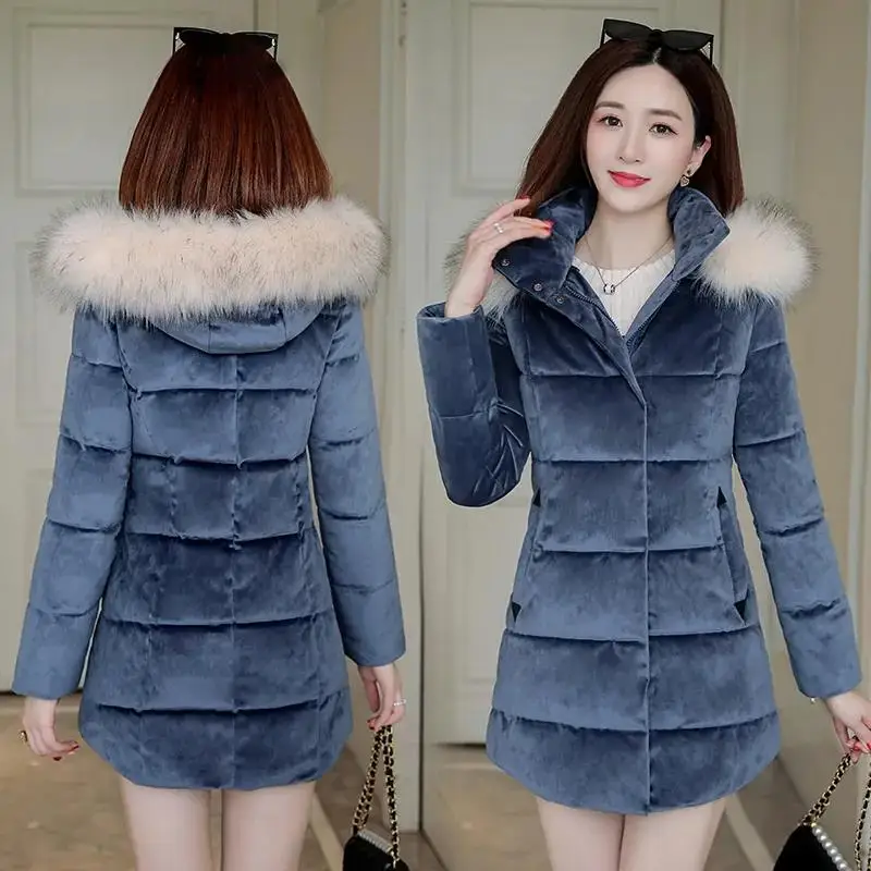 Женская зимняя куртка с золотым бархатным подкладом новинка 2021 пальто для матери