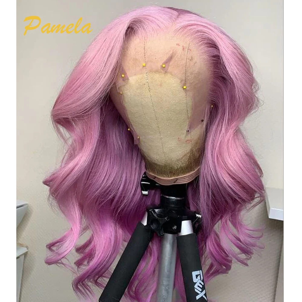 

Ombre Human Hair Wig For Black Women Purple Human Hair Wigs With Pre Plucked Body Wave Wig T Part Lace Wig Bleached Knots Hair