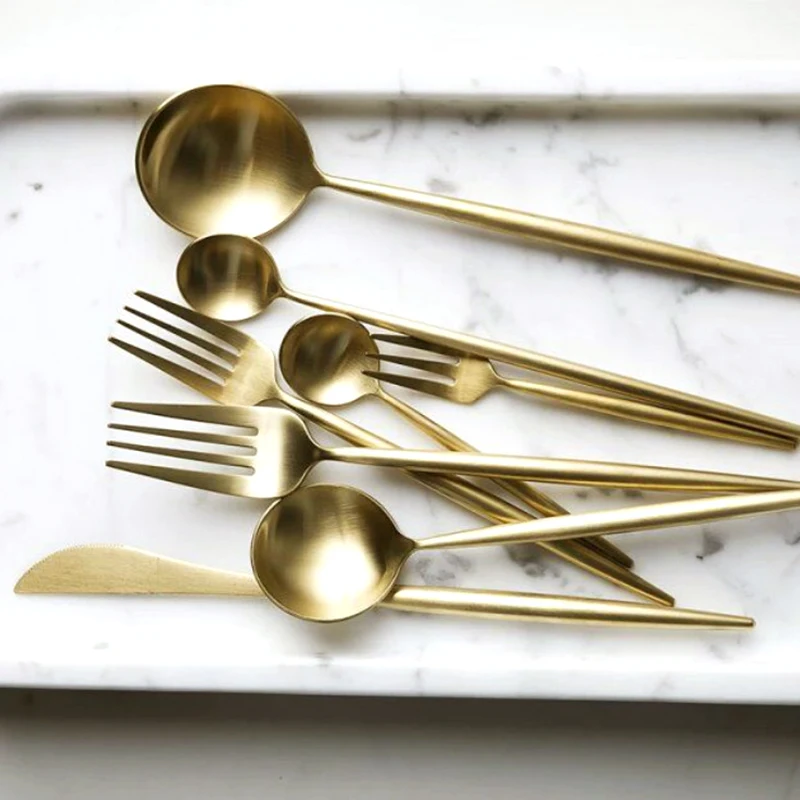 Золотой столовый набор из 18/10 нержавеющей стали столовых приборов палочки для