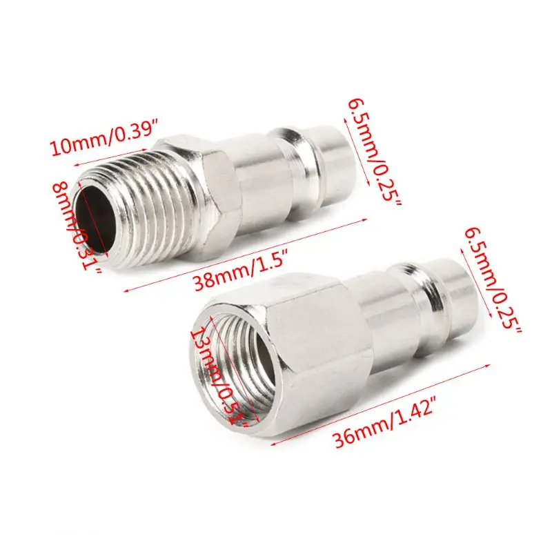 

5Pcs 1/4" BSP Femal/Male Air Line Hose Coupler Connector Quick Release Fittings