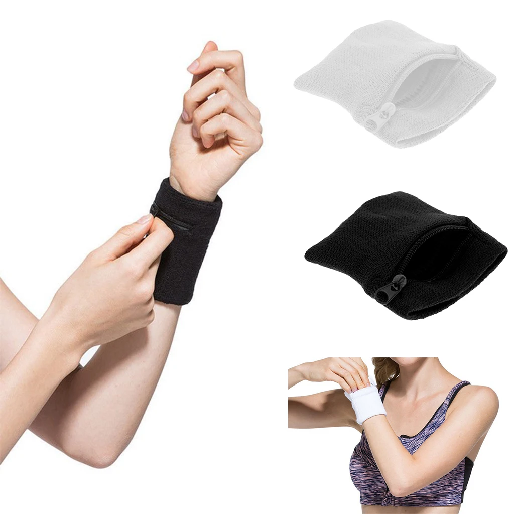 2 шт./компл. спортивные Напульсники с застежкой молнией Кошелек на запястье Sweatband