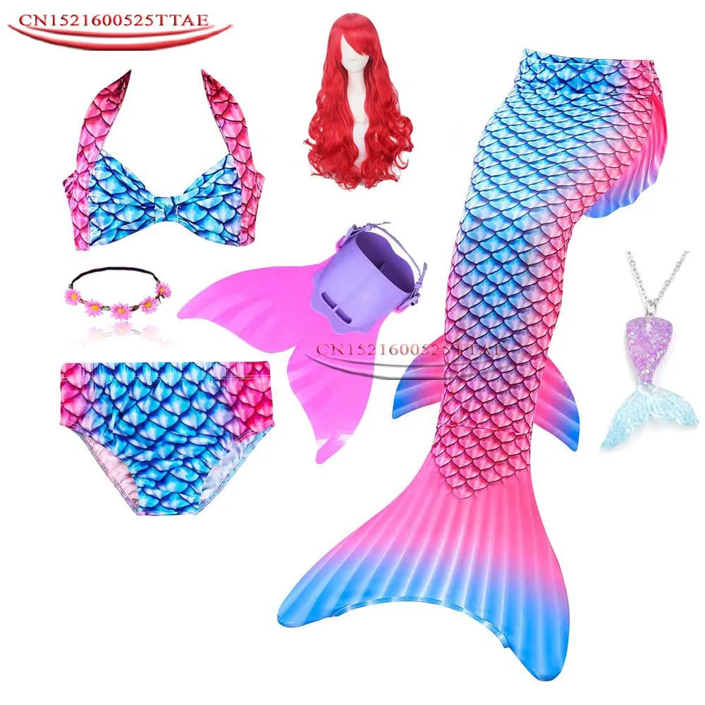 Детский купальный костюм русалки с хвостом моноластами для девочек бикини
