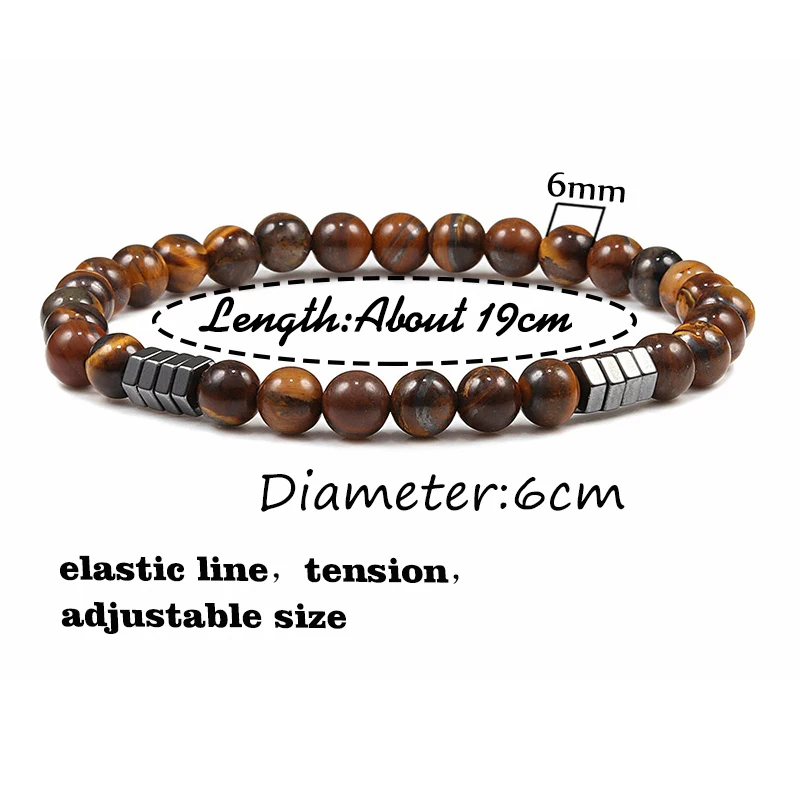 Модные геометрические бусы из гематита мужские браслеты тигровый глаз камень