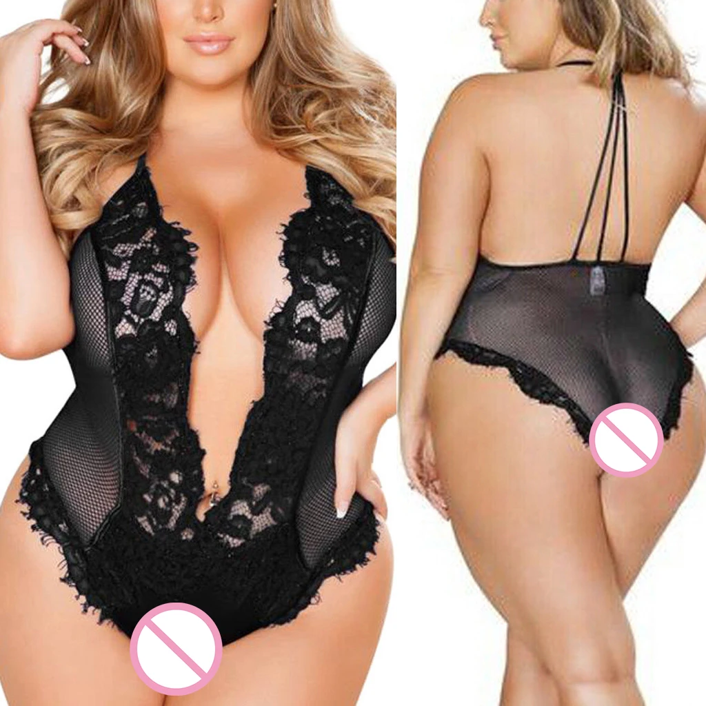 Женское кружевное черное нижнее белье, большие размеры 4xl 5xl 6xl, женское сексуальное нижнее белье, интимные костюмы, сексуальное Эротическое белье - Color: Black