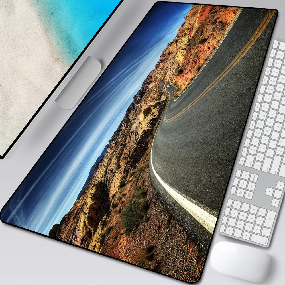 

Highway Scenery 90*40CM Mouse Pad Anti-student Notebook Pc Keyboard Desk Mat Office Desktop Non-slip Waterproof MousePad