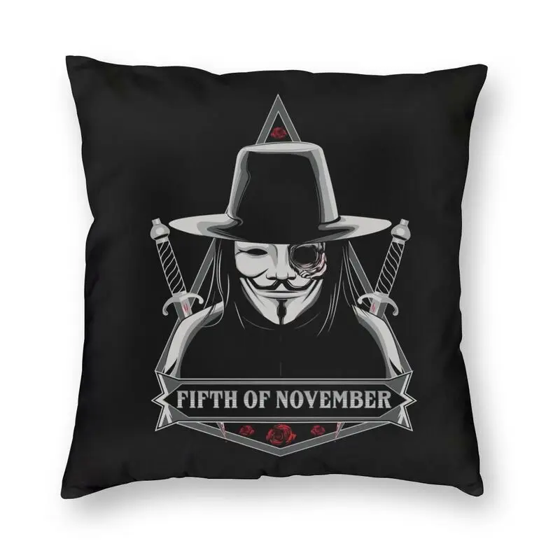 

Guy Fawkes Anonymous Revolution Cushion Cover Sofa Decoration V For Vendetta Square Throw Pillow Cover 40x40