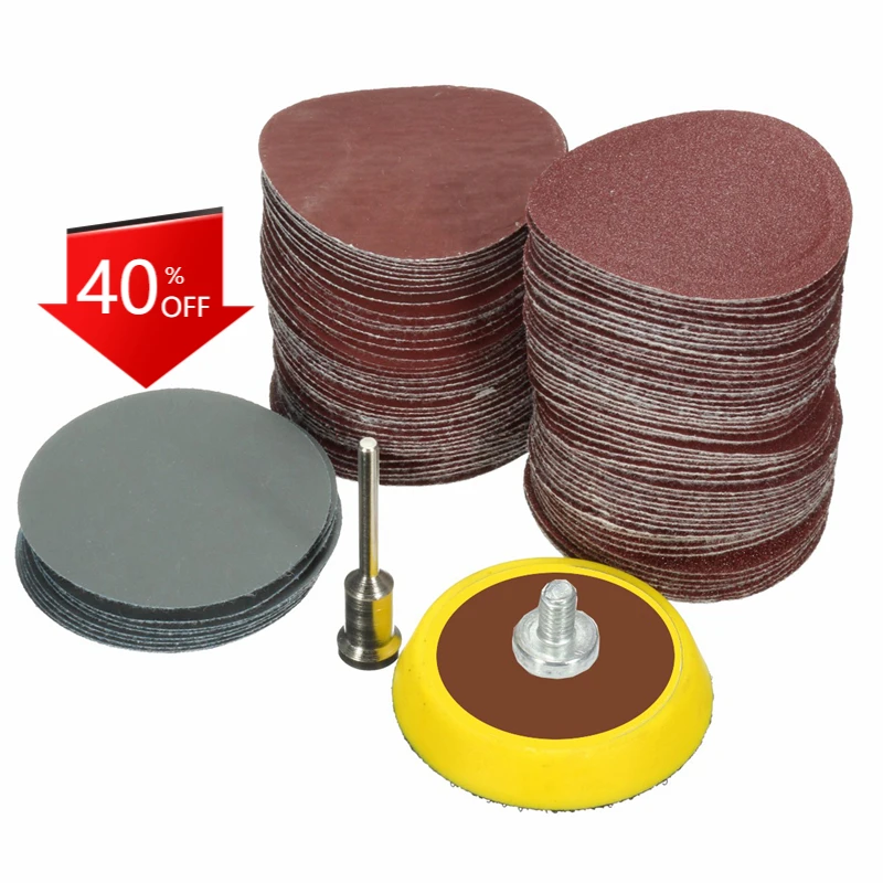 

100pcs 25mm/1inch Sandpaper + 1pc 1inch Hook Loop Backer Plate 1/8inch Shank + 1pcs Loop Sanding Pad Abrasives Mixed Polishing