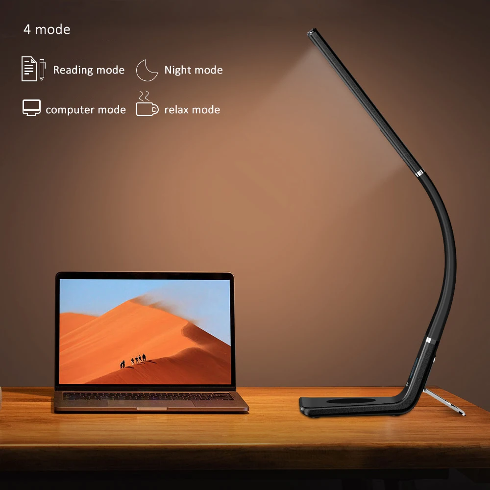 Smart Touch Сенсор настольная лампа 12W светодиоидная лампа с регулируемой яркостью светильник лампа Светодиодная настольная лампа Led чтение 4-х скоростной светильник режим Беспроводной чтение светильник светодиодный