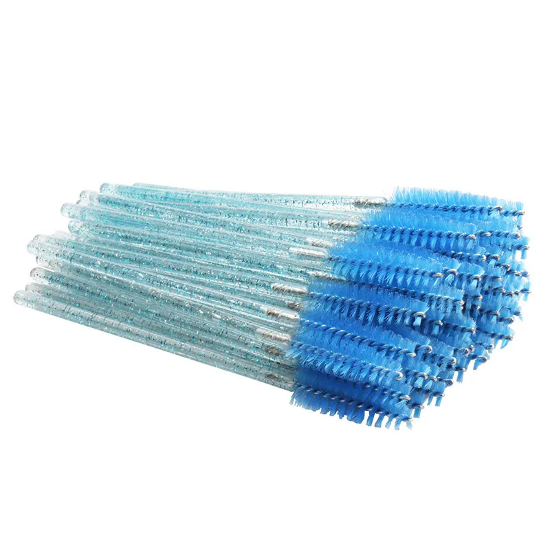 shiny blue 1000 шт, силиконовая ресница для туши, щетка для ресниц, удлинение, макияж для ресниц, кисть, косметическая кисть, расческа для ресниц, Кисть для макияжа - Handle Color: shiny blue