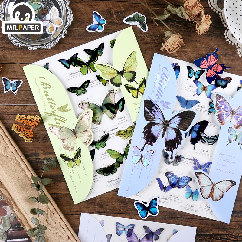 

6 Styles Butterfly Retro PET Hand Account DIY Sticker Scrapbooking Bullet Journal Toy Plants Deco Album DIY Stationery Sticker