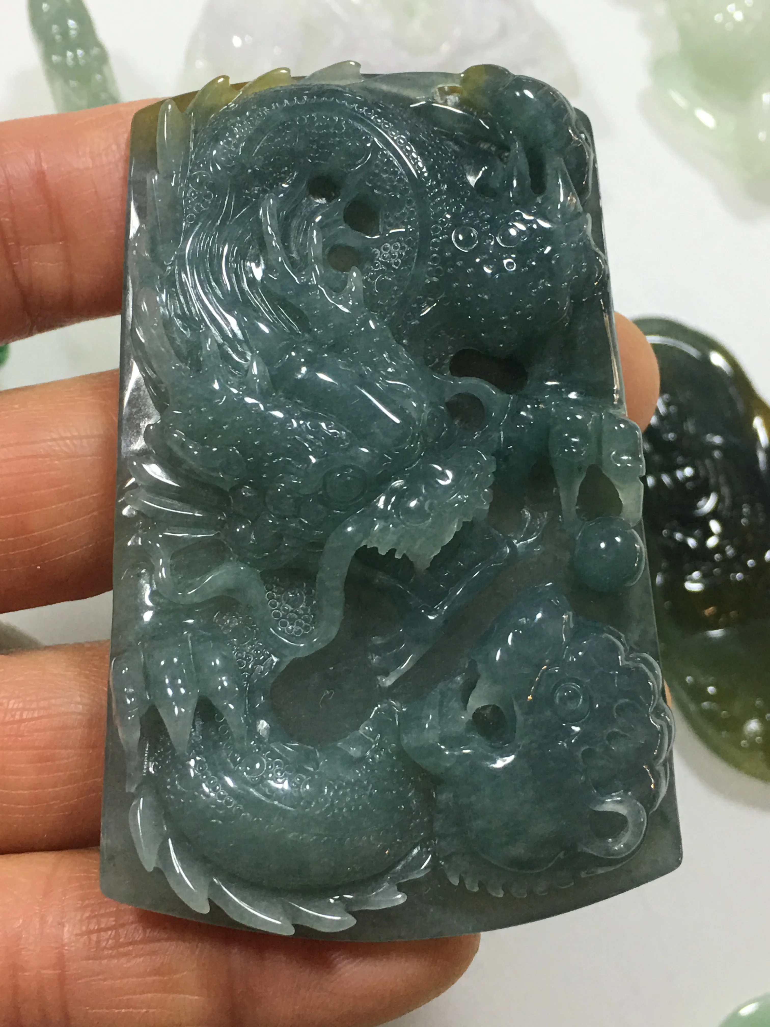 

Natural A Myanmar Hand-Carved dragon jade green jade pendant jade necklace women men pendants jewelry jade necklaces