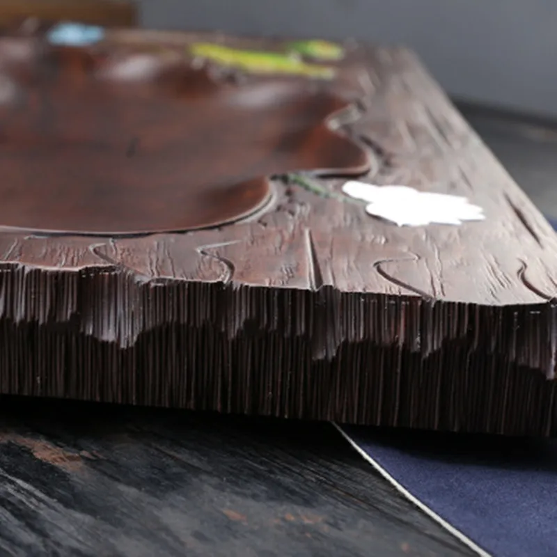 Ручная роспись чайный поднос из черного дерева цельная деревянная бревна доска