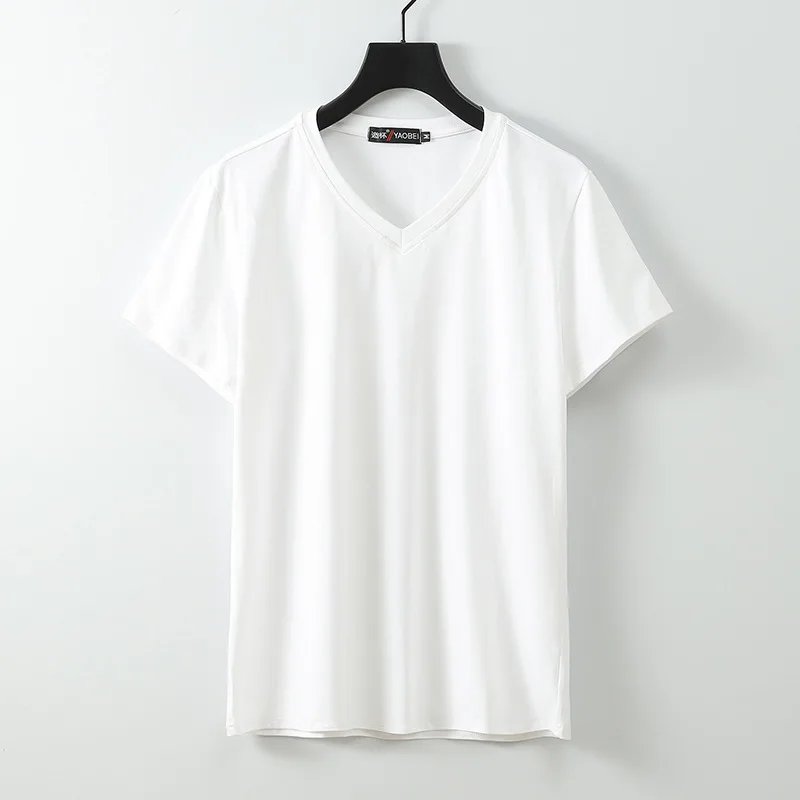 

Summer Men v-neck sleep tops home wear cotton T-shirt Short Sleeve high quality plus size Breathable soft Tees 7XL 8XL 9XL loose