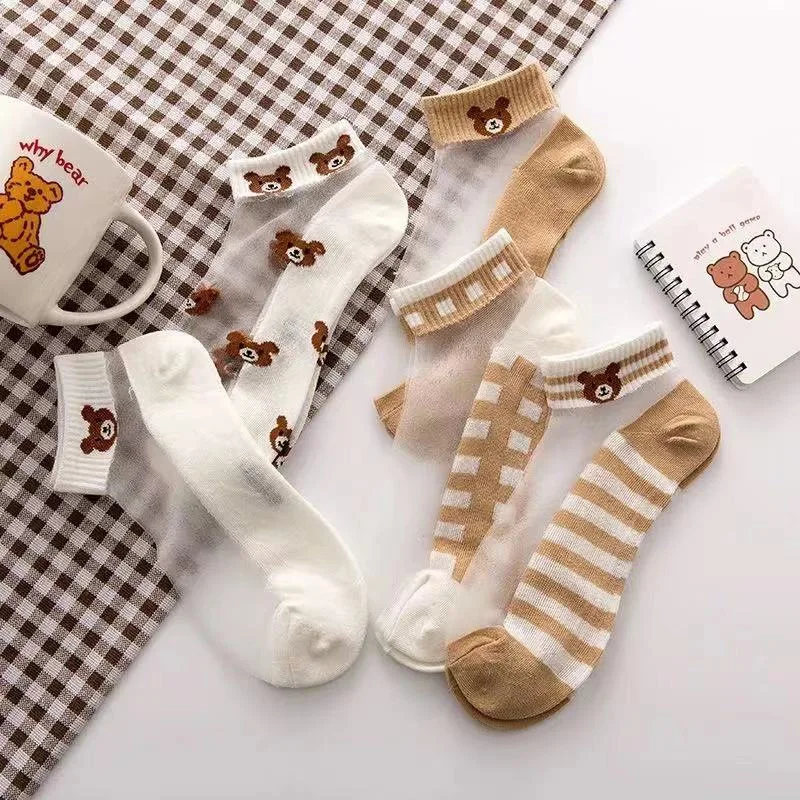 Носки женские прозрачные из стекла и шелка 5 пар/комплект | Женская одежда