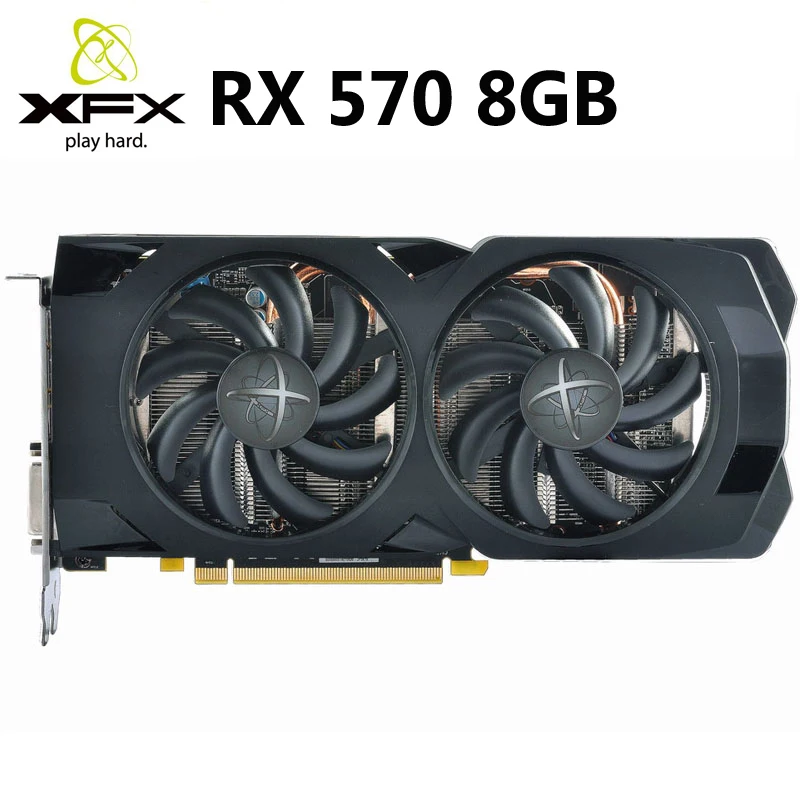 Видеокарта XFX RX 570, 8 ГБ, 256 бит, GDDR5, видеокарта RX570-8GB для видеокарт AMD RX500, RX570, 8 ГБ, HDMI, DVI, RX 570, 8G, б/у