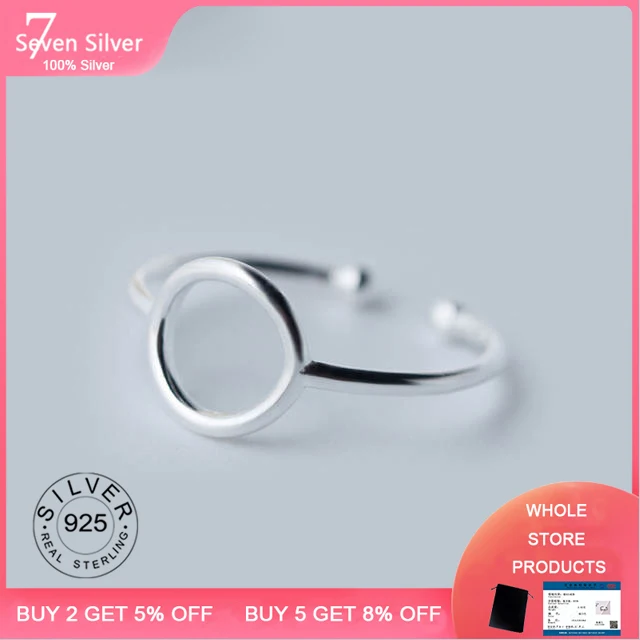 

New Fashion Personality Geometric 925 Sterling Silver Not Allergic Popular Round Circle Women Opening Rings