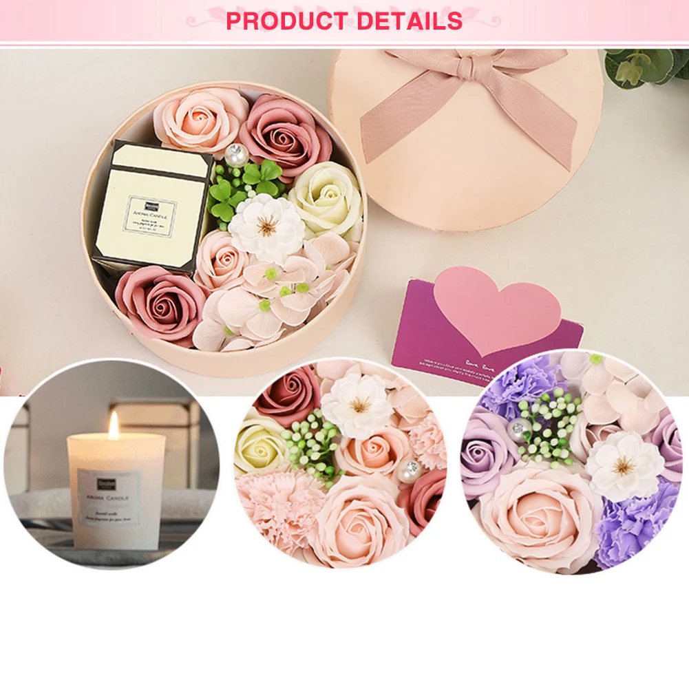 

Aromatherapy Candle Gift Box Valentine's Day Creative Gift Rose Soap Flower Small Round Box Gift Set Box Aromatherapy Candle