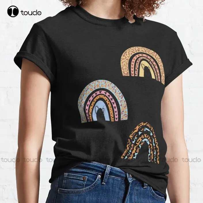 

Новая классическая футболка с леопардовым принтом радуги, размер 3, белая рубашка