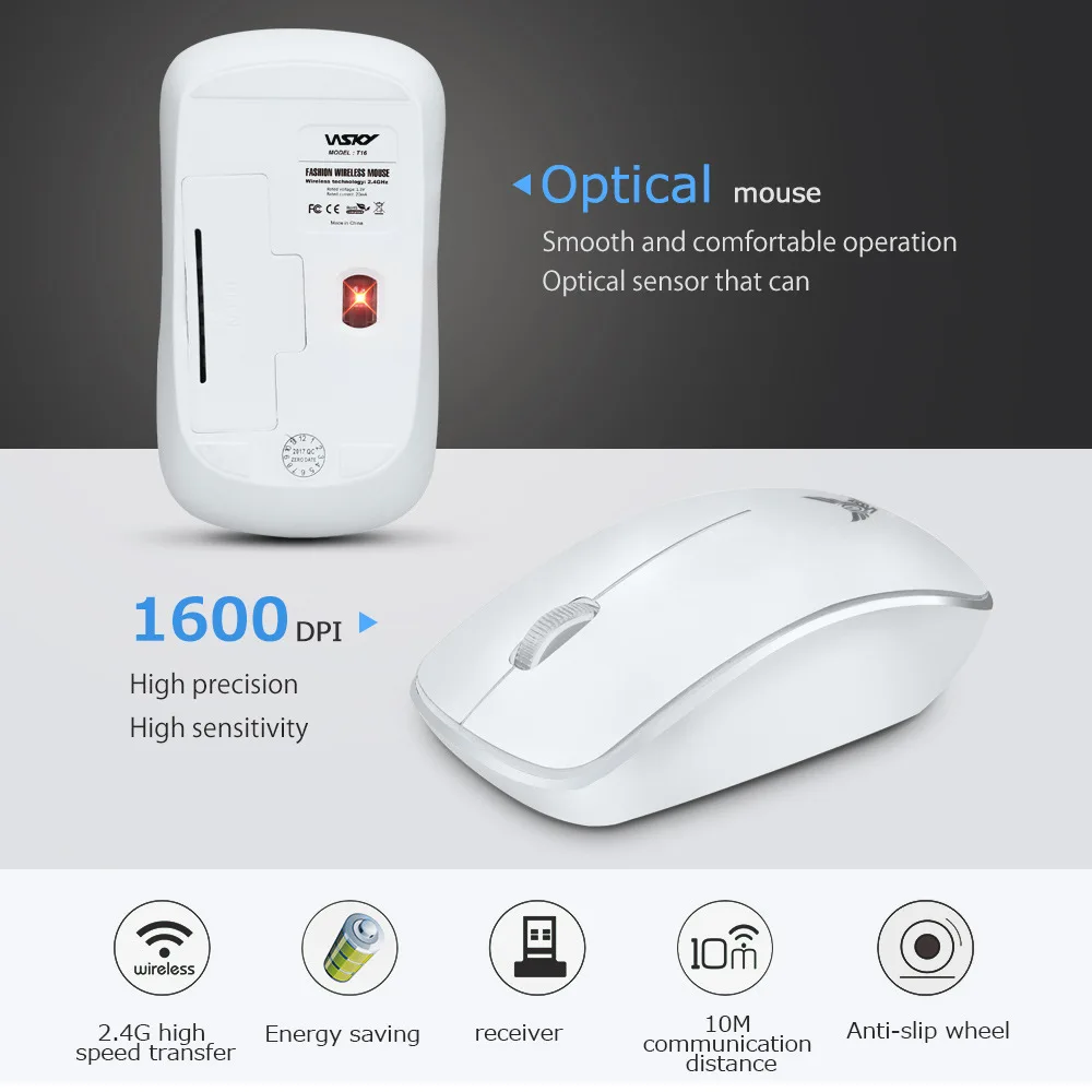Беспроводная оптическая мышь 1600 DPI 2 4 ГГц 3 кнопки | Компьютеры и офис