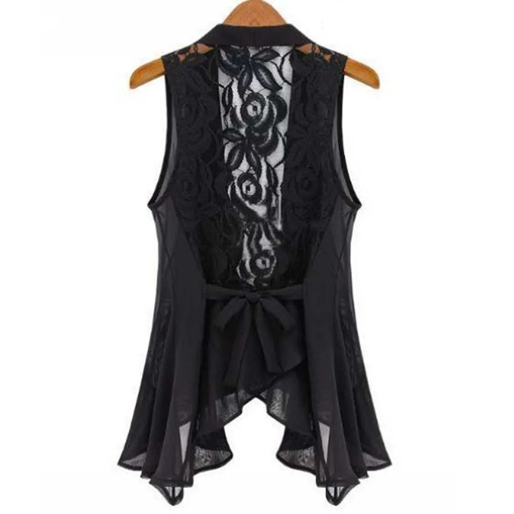 Женская блузка CACARE элегантная рубашка с кружевной спинкой без рукавов черного и