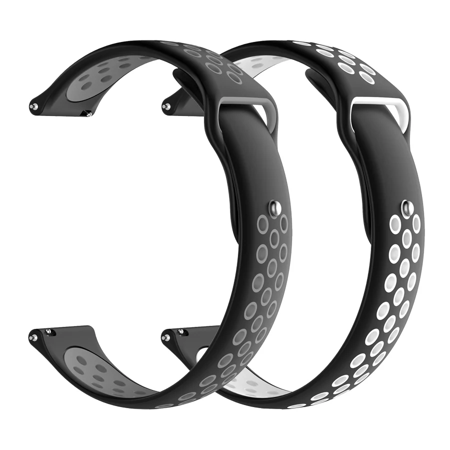 2 шт./упак. силиконовые ремешки для часов Ремешок для Huami Amazfit Bip наручный ремешок для часов для amazfit pace stratos 2s GTS GTR 42/47 мм браслет - Цвет: blackgrey-blackwhite