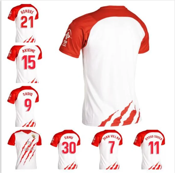 

Новинка 2021-22, Высококачественная Мужская футболка Almeria с изображением третьей рубашки для игры в футбол дома, UD Almeria Sadiq Umar, футболка на заказ
