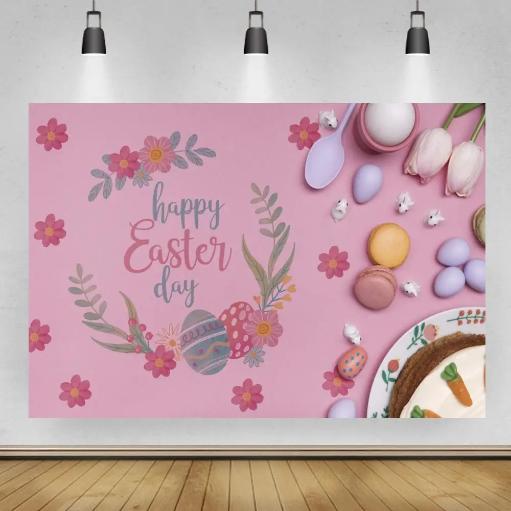 

Vinyl Spring Easter Rabbit Meadow Flowers Color Eggs Bunny Children Photo Backdrops Banner Photography Studio Background