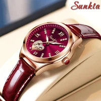 2021 lige brand sunkta women watches fashion leather ladies quartz watch top brand luxury dial simple rose gold women watches
