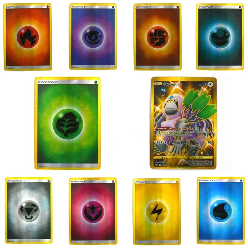 

Аниме 10 шт. карты Pokemon Energy TCG Пикачу не повторяющиеся блестящие английские настольные игры битва карта Детские Покемоны английские игрушки