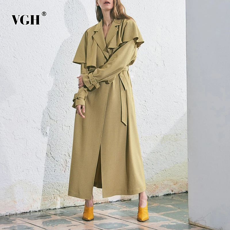 Женская ветровка VGH на шнуровке с бантом длинный рукав высокая талия Тренч пальто