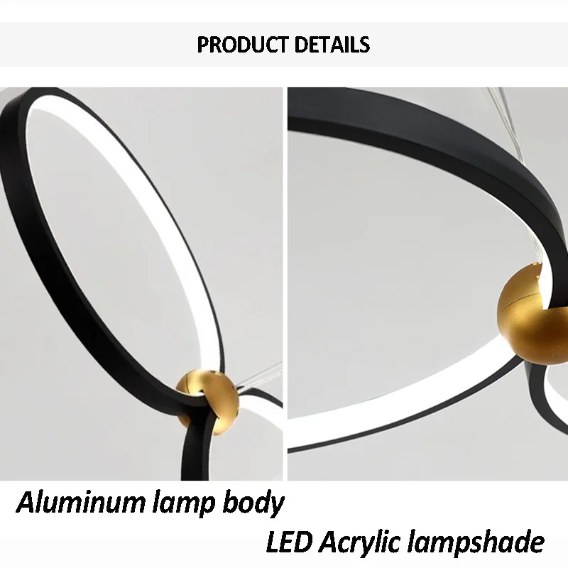 

Aluminum Circle Acrylic Chandelier LED Pendant Light Art Decorative Living Room Bedroom Clothing Store Hotel Bar Lamp