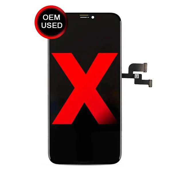 Pantalla OLED y montaje de digitalizador de pantalla t&aacute;ctil, reemplazo de marco para Apple iPhone X, negro, OEM usado-0