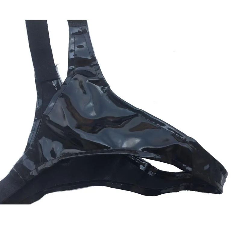 ANNJOLI Open Crotch Catsuit Faux Latex Jumpsuit Back Short Sleeves Zipper Wetlook Leather Overalls Hollow Out Bodysuits Costume |