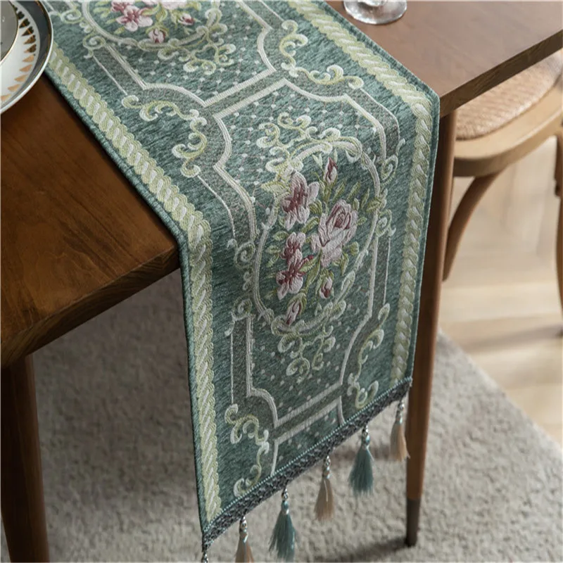 

Table Runner Christmas Tree Deer Table Decor Runner Cloth for Home Party Dining Xmas Decoration Chenille Flower Runner 32*260cm