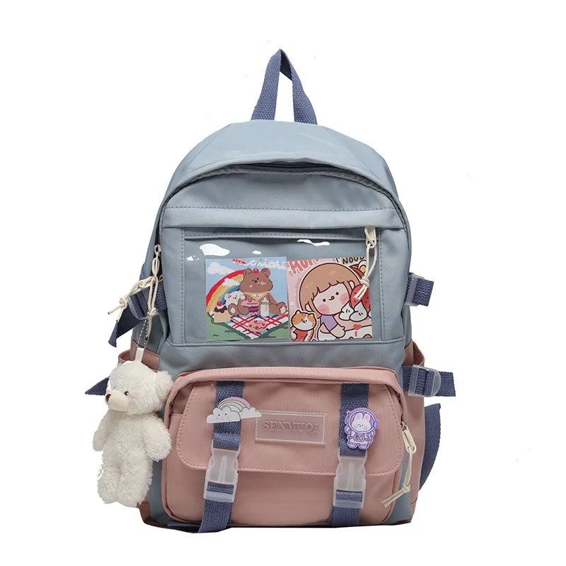 Schoolbag ins Japanese cute contrast schoolbag backpack for junior high school students with large capacity  backpacks