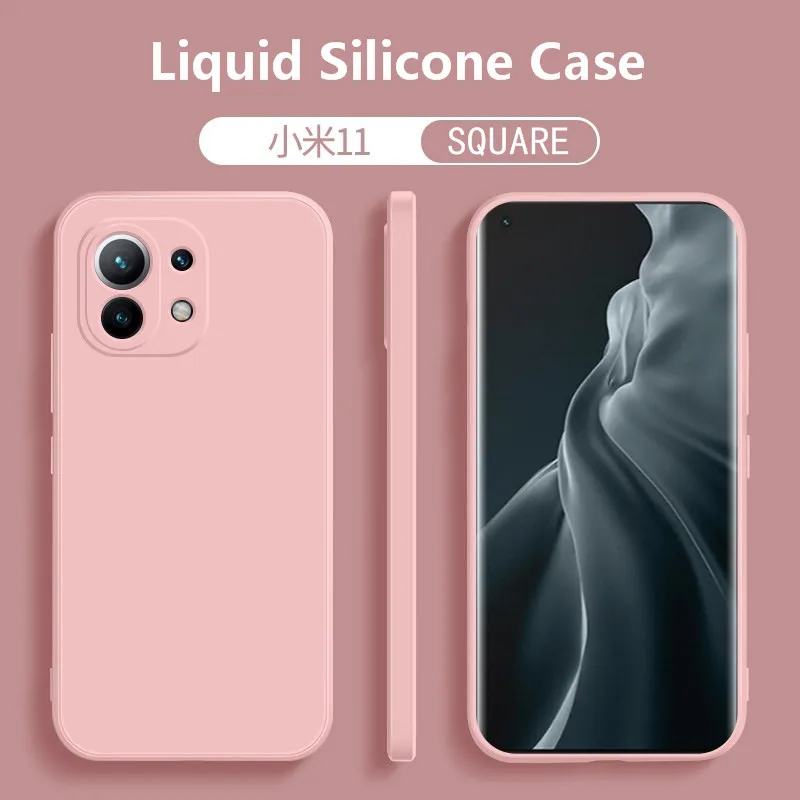 

Luxury Original Square Liquid Silicone Case For XiaoMi 11 Lite 11 Pro Redmi Note 10 Pro Note 9 Pro Shockproof Soft Coque funda