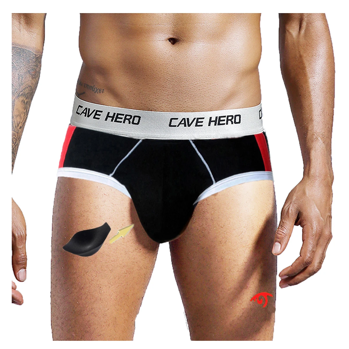 Мужской хлопковый пояс с карманами и пуш ап принтом| |