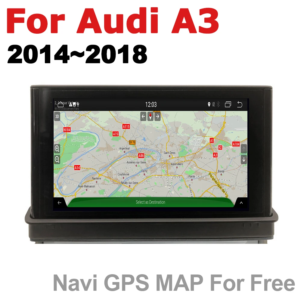 7 дюймовый выдвижной экран HD стерео Android Автомобильный GPS навигатор карта для Audi A3