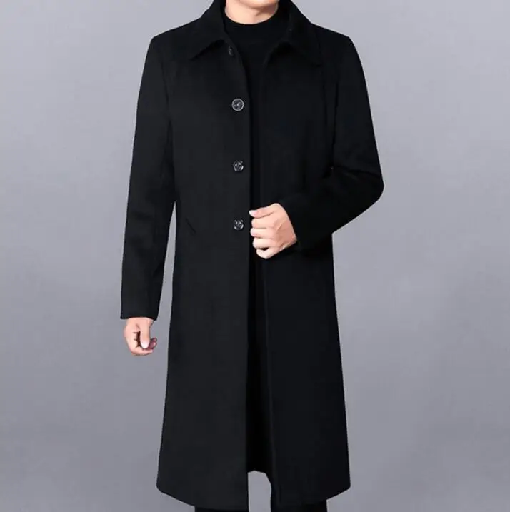 

Plus velvet thickening casual woolen coat men trench coats long sleeves overcoat mens cashmere coat casaco masculino england