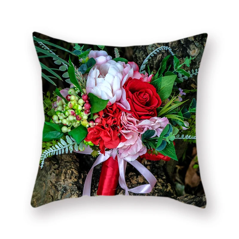 Американский кантри Роза Печать полиэстер Подушка Чехол Диван в свадебном