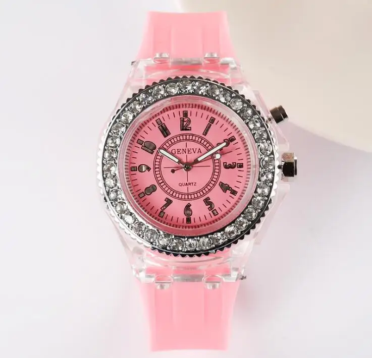 Relogio Feminino женские часы светодиодные цифровые часы Дети девушки мультфильм силиконовые наручные часы reloj mujer saat Montre Femme - Цвет: Розовый
