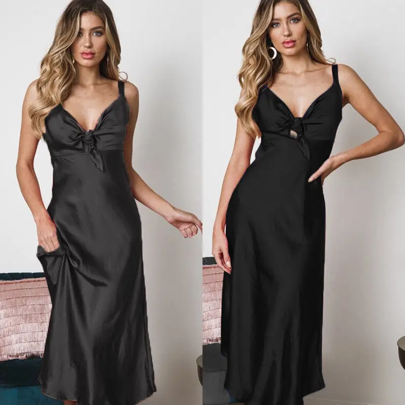 

2019 Sexy Lingerie Women Pajamas Dress Nightgown Gecelik Women Sleepwear Night Dress Femme Bowknot Soft Silk Bodycon Sleepshirt