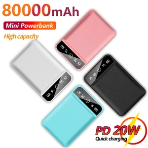 portable mini power bank 80000mah rechargeable battery with 2 usb digital display outdoor powerbank for iphone xiaomi samsung free global shipping