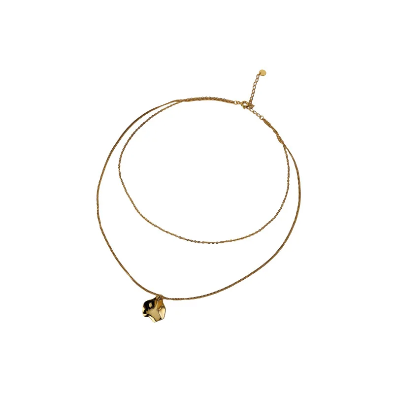 

Pure 925 Sterling Silver Rock Shape Duoble Layers Chain Necklace Without Zircon Stone Geometric Fine Jewelry for Women 18K Gold