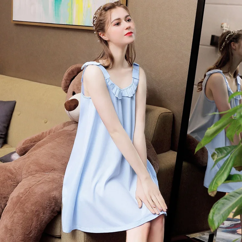 

Princess Nightdress Women's Summer Cotton Sexy Sleeveless Short Night Dress Loose Sweet Sleepwear Mini Lingerie Nightgown