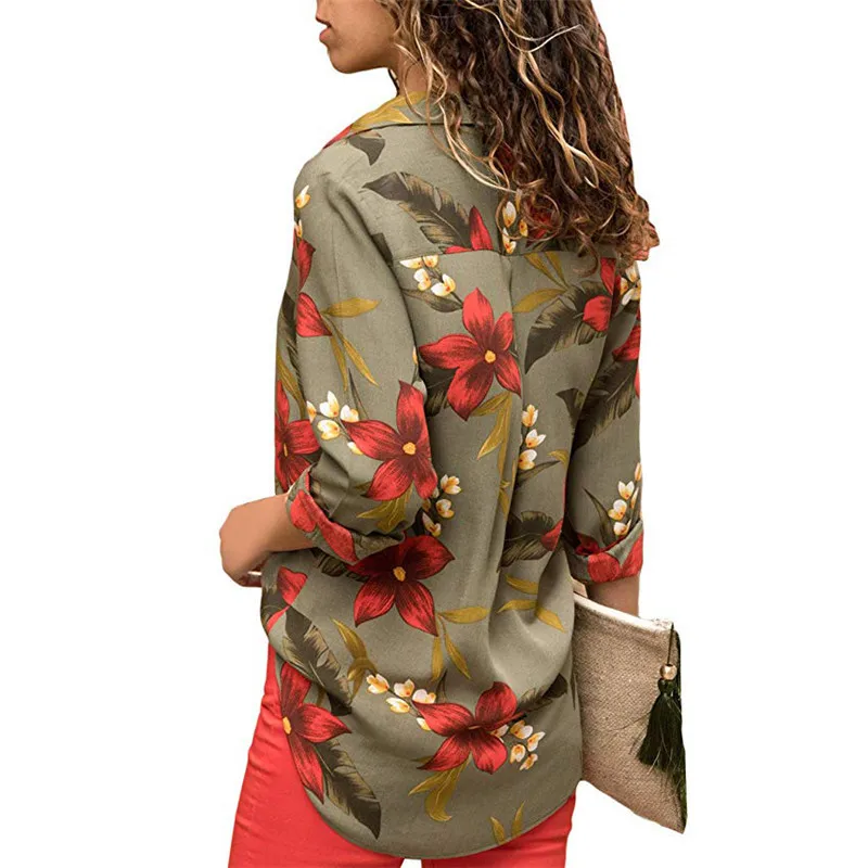 Новые осенние Рубашки 2019 женская модная блузка с принтом рубашка отложным