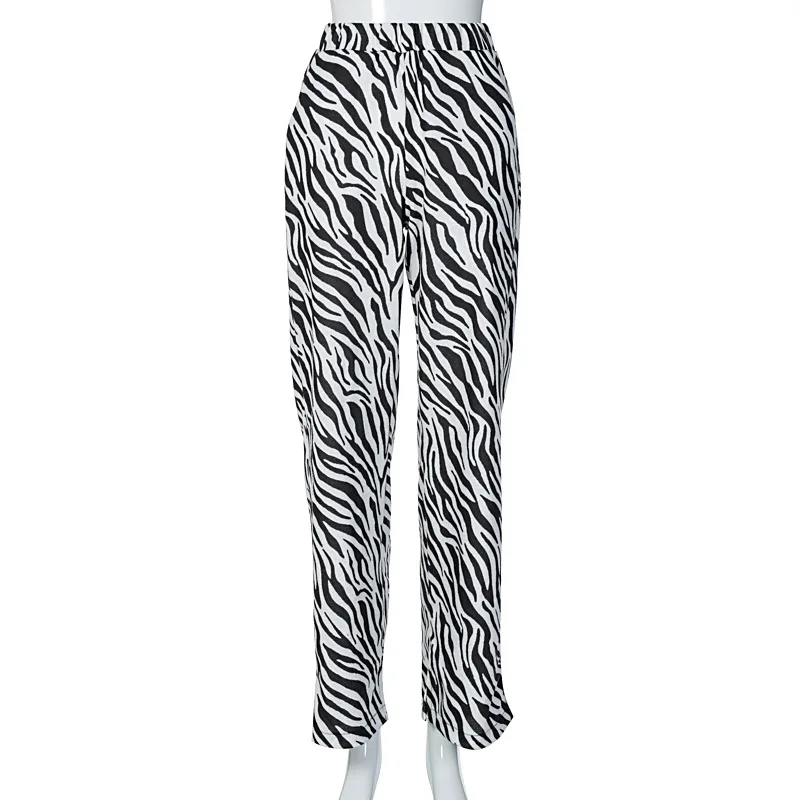 

Zebra Print Wide Leg Pants Sexy High Waist Autumn Women New 2020 Fashion Casual Female Trousers Streetwear