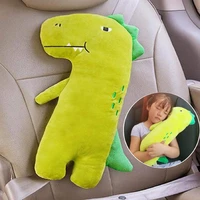 50 hot sales car headrest lovely adjustable green child cartoon stuffed dinosaur pillow car decor