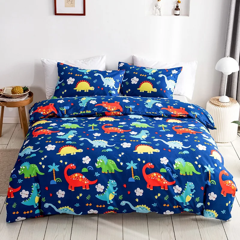 

Hot style dinosaur printing Polyester bedding set 1 duvet cover + 1/2 pillowcases bed in a bag (no sheet).